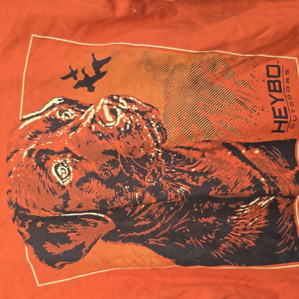 HeyBo Lab in Marsh Long Sleeve Tee Shirt Fall Orange Mens Size S